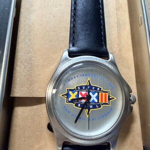 Fossil Super Bowl XXXII Watch with Black and Silver Accents